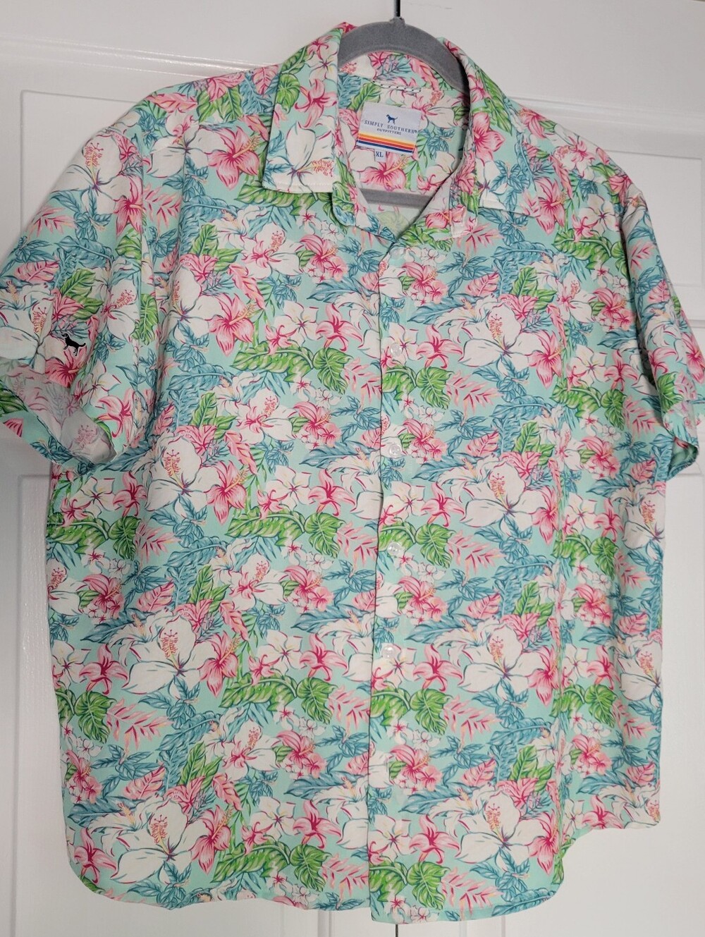 Simply Southern Outfitters Aqua Floral Camp Shirt